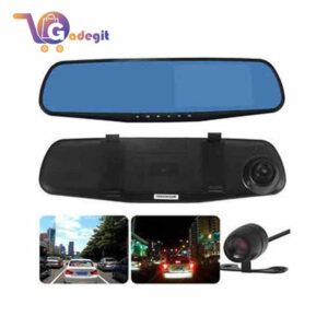 car dvr mirror dual camera front back 1080p led display size 4 3 3